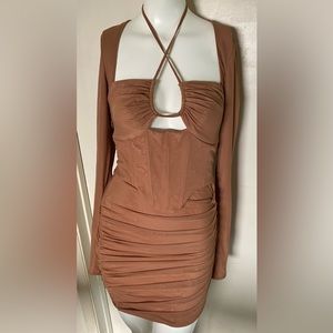 Corset long sleeve mini dress